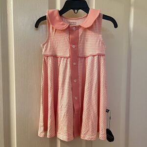 Sweet Bamboo Pink Basketweave Collared Swing Dress Girls Size 18-24 Months NWT